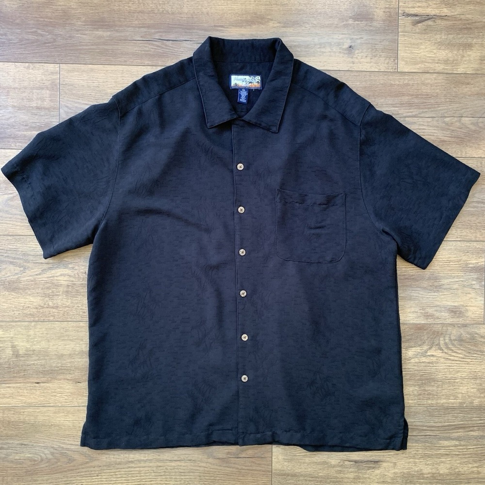 Havana Jack's Cafe Men's XXL Black Tropical Hawaiian Short Sleeve Button Shirt